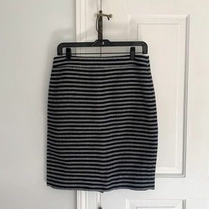 J.Crew Factory Navy White Tweed Stripe Pencil Skirt Wool Blend 6